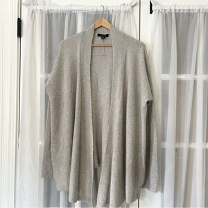Saks Fifth Avenue Gray Cashmere Open Front Cardigan Sz Medium